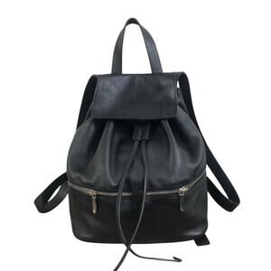 WHISTLES Cow Leather Backpack Black Drawstring Zip Academia Lifestyle Travel